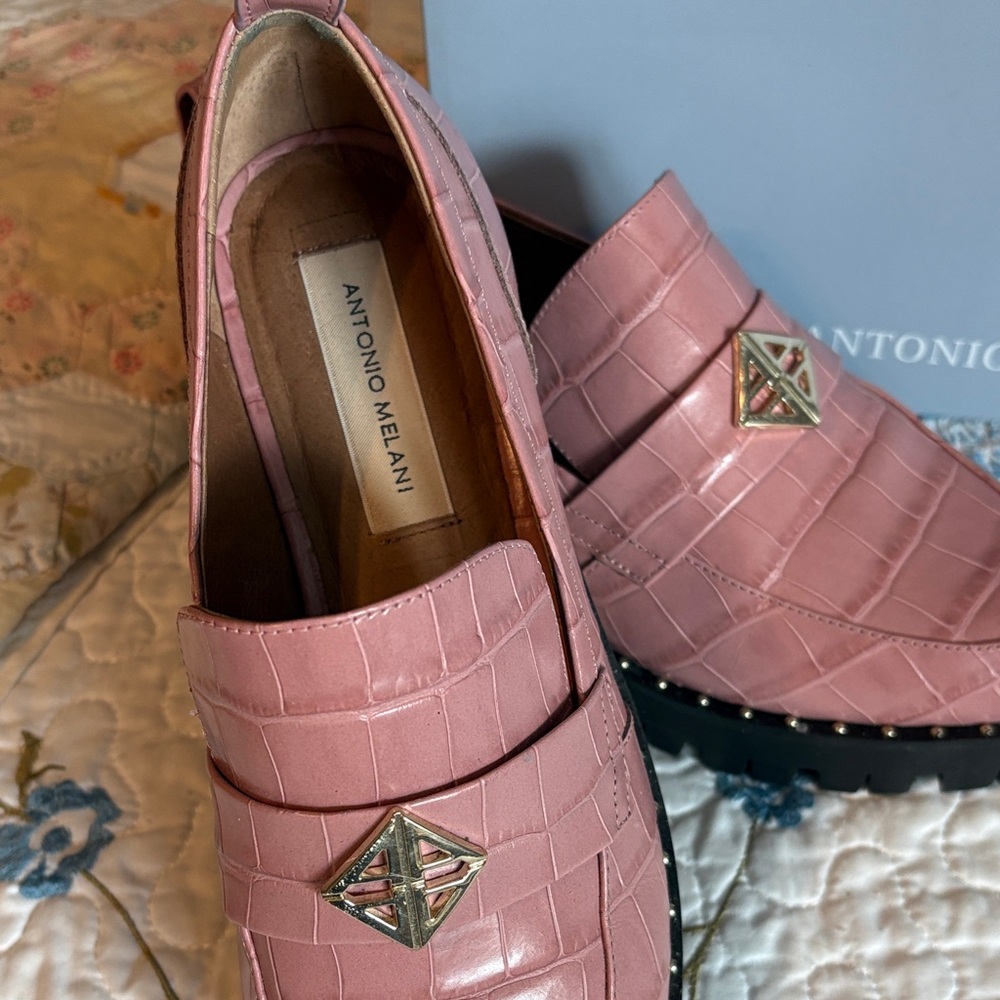 Antonio Melani Blush Arlo Croc-Embossed Loafers Size 8.5 - Picture 3 of 15